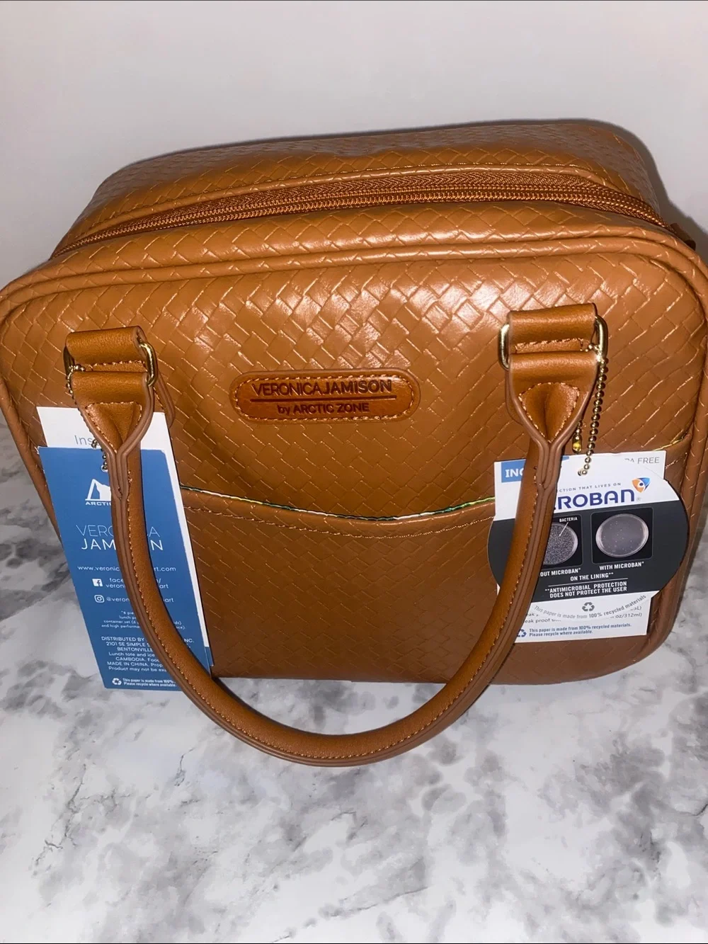Brown  Woven Satchel Handbag with Top Handles